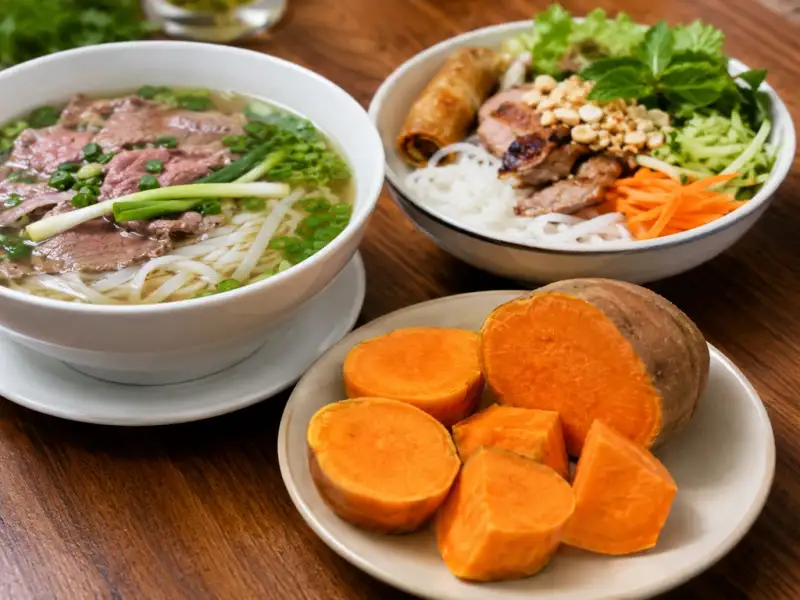 Khoai lang luộc hoặc hấp là lựa chọn bữa sáng lành mạnh.
