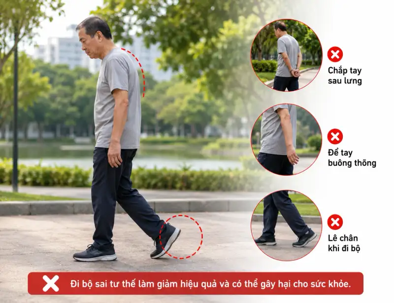 Tư thế đi bộ đúng cách giúp bảo vệ sức khỏe
