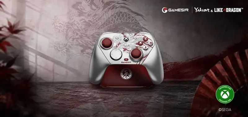 Đế sạc của GameSir G7 Pro Yakuza: Like a Dragon Edition với biểu tượng Gia tộc Tojo