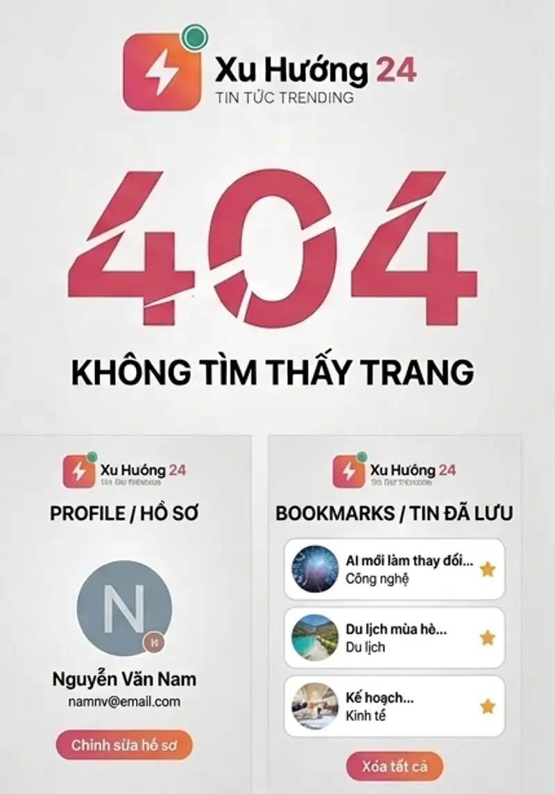 Giao diện trang lỗi 404 ấn tượng của Xu Hướng 24