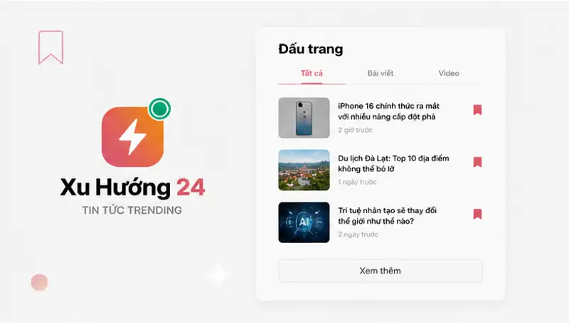 Tính năng lưu bài viết và quản lý bookmarks tại Xu Hướng 24
