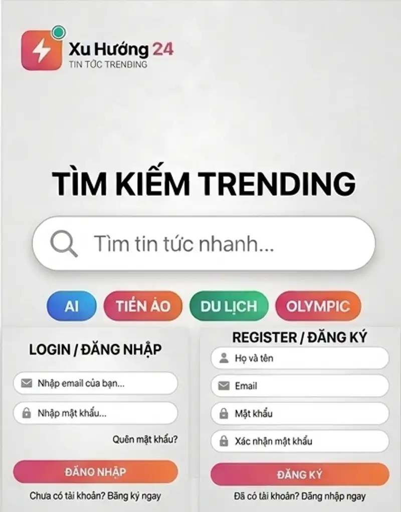 Giao diện trang Tìm kiếm thông minh tại Xu Hướng 24