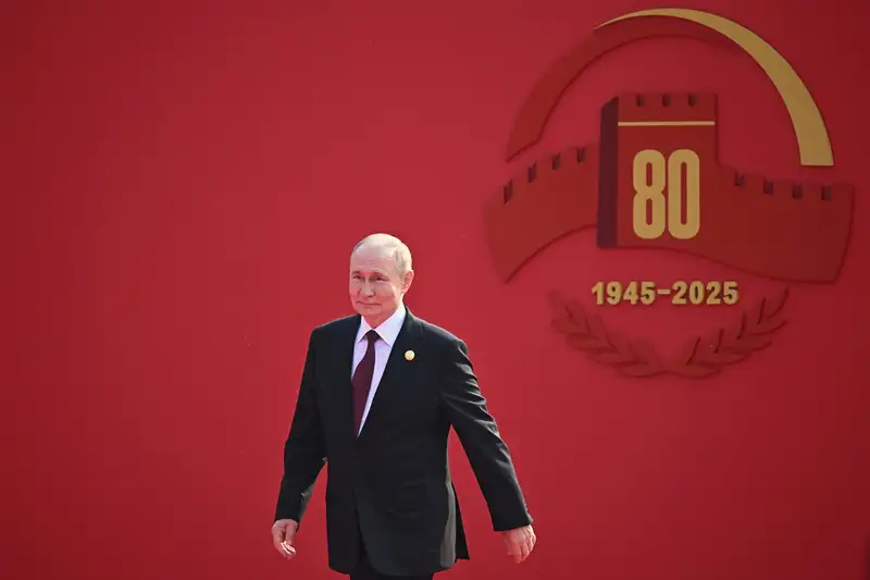 Tổng thống Nga Vladimir Putin tham dự lễ duyệt binh kỷ niệm 80 năm ngày Nhật Bản đầu hàng trong Thế chiến II tại Bắc Kinh, Trung Quốc, ngày 3/9/2025.