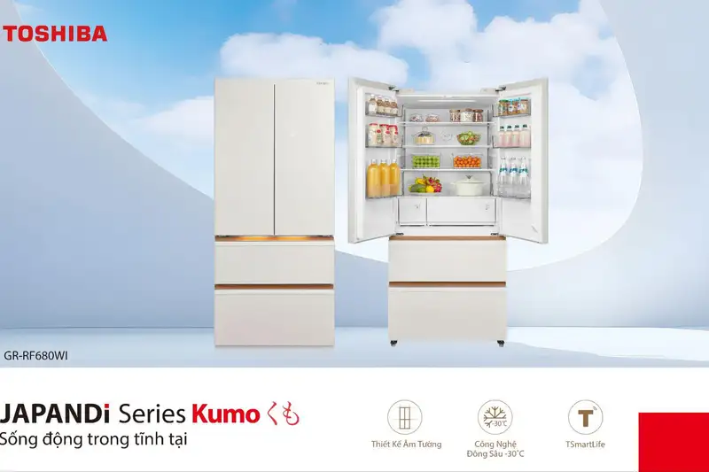 Toshiba JAPANDi Kumo: Khi Tủ Lạnh Trở Thành Kiệt Tác Nội Thất Tối Giản, Nâng Tầm Trải Nghiệm Sống
