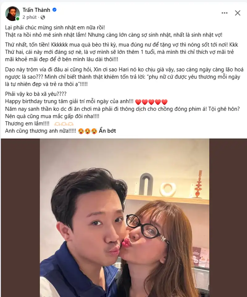 Trấn Thành và Hari Won hạnh phúc bên nhau