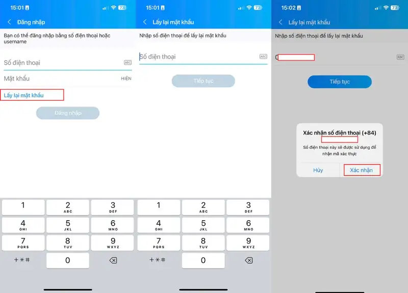 Xác nhận thông tin khôi phục trên điện thoại